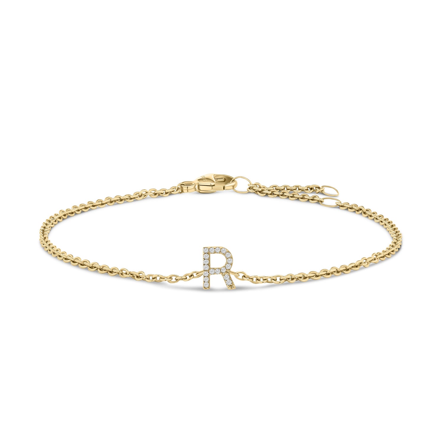10K White Gold Diamond Accent "A" Initial Charm and Link Bracelet by Bids.com