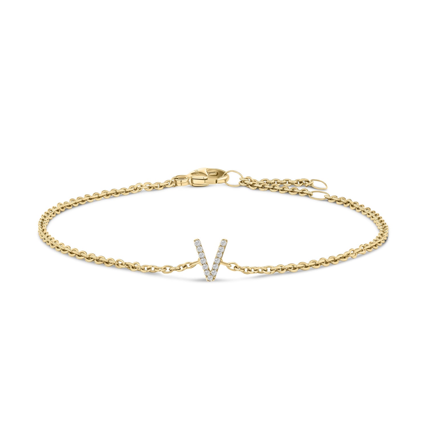 10K White Gold Diamond Accent "A" Initial Charm and Link Bracelet by Bids.com