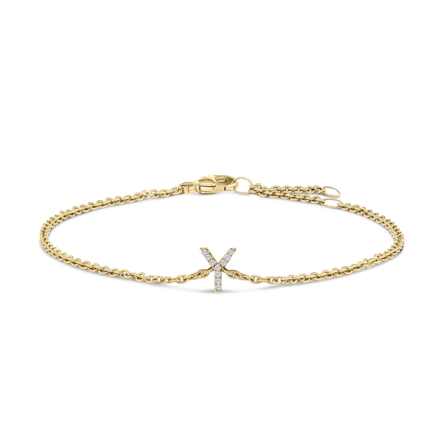 10K White Gold Diamond Accent "A" Initial Charm and Link Bracelet by Bids.com