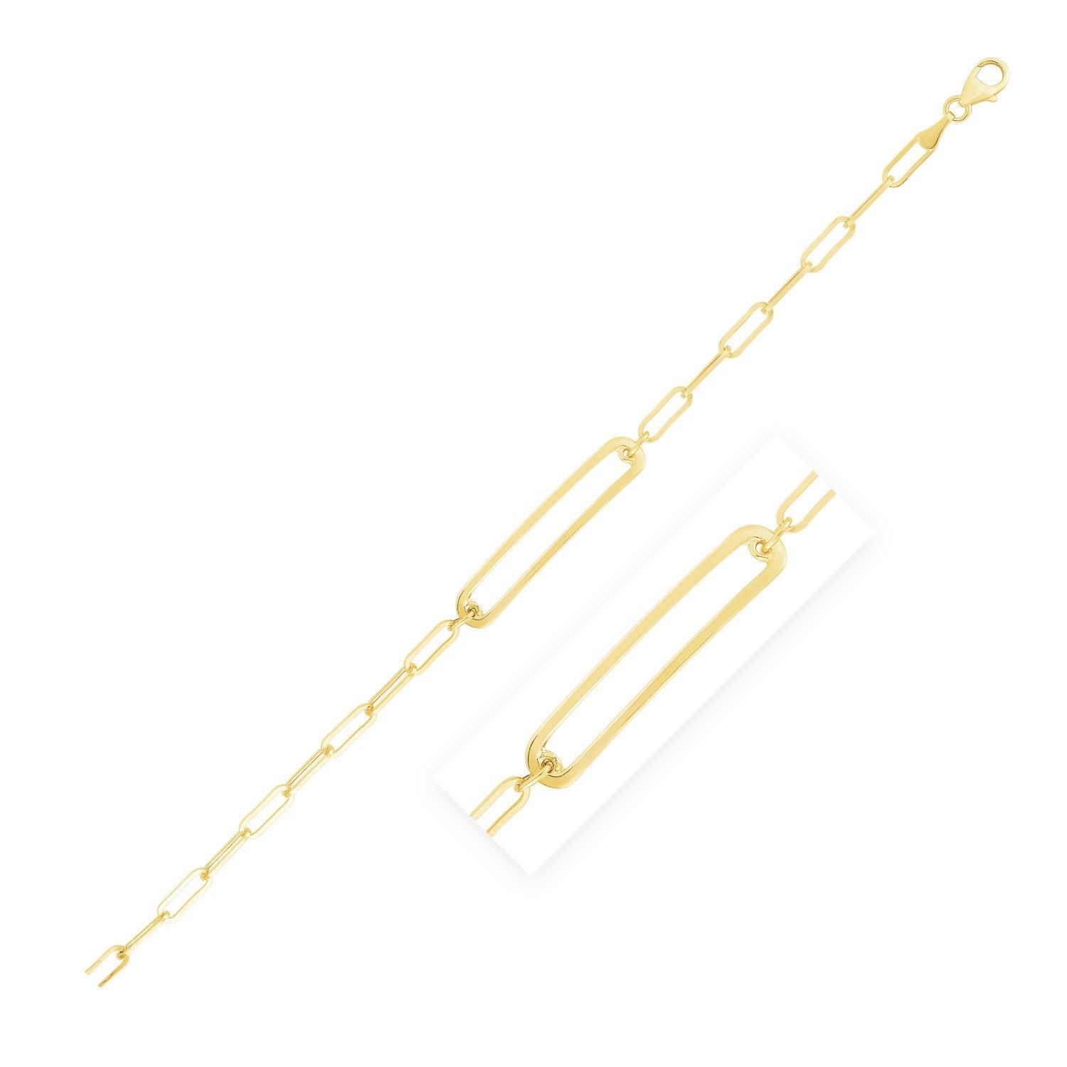 14k Yellow Gold High Polish Open Curved Paperclip Bracelet by Bids.com