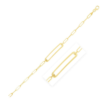 14k Yellow Gold High Polish Open Curved Paperclip Bracelet by Bids.com