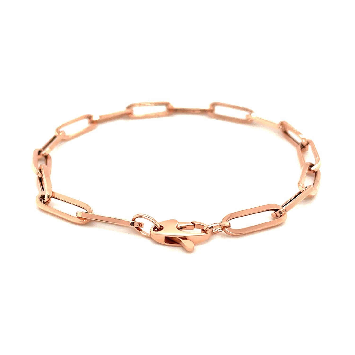 14K Rose Gold Extra Wide Paperclip Chain Bracelet by Bids.com