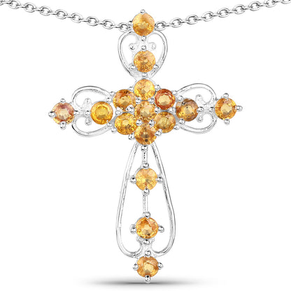 2.24 Carat Genuine Yellow Sapphire .925 Sterling Silver Pendant by Bids.com