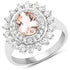 Two Tone Plated 2.30 Carat Genuine Pink Morganite and White Zircon .925 Sterling Silver Ring by Bids.com