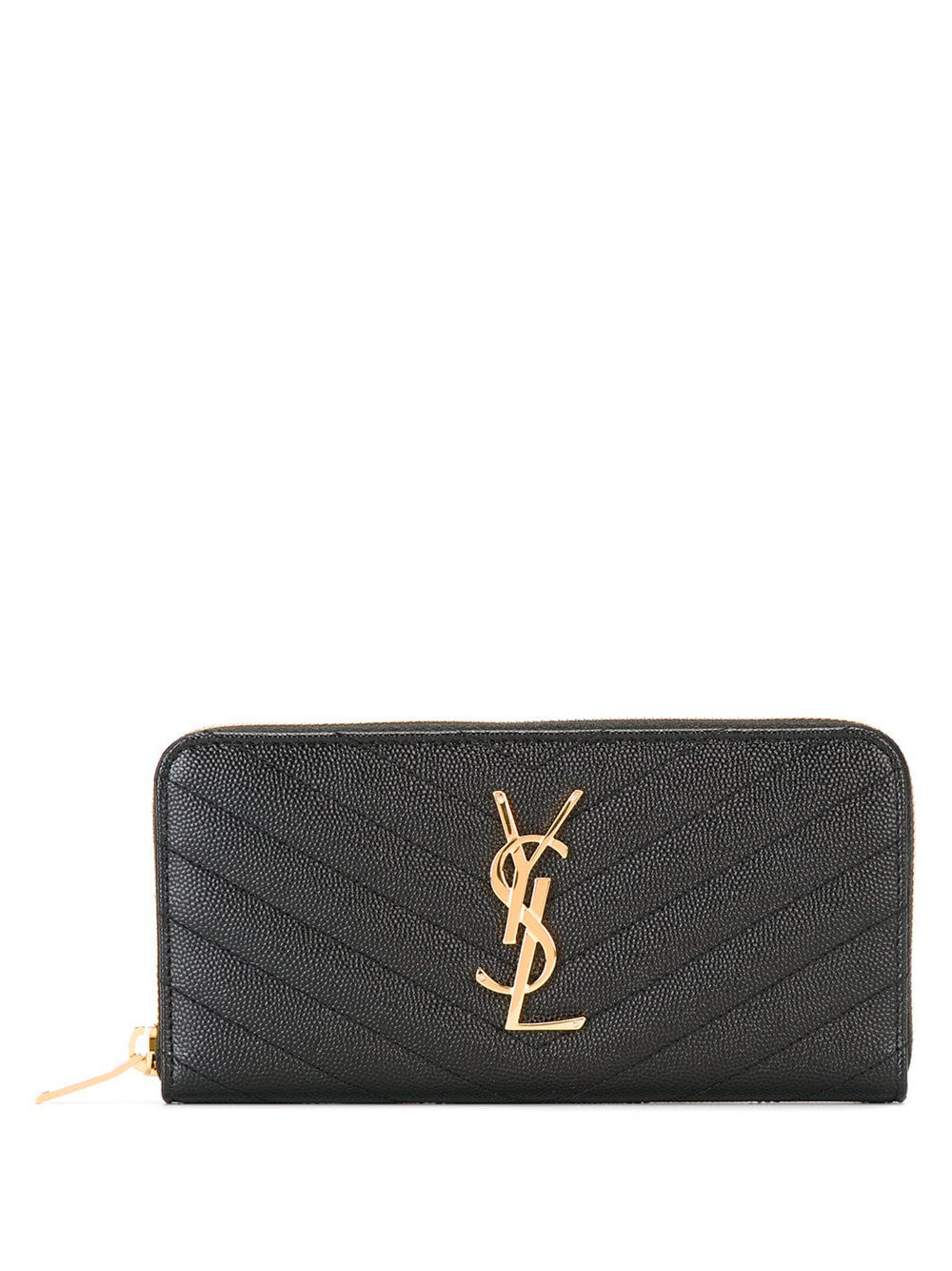 Saint Laurent Women Cassandre Matelassé Zip Around Wallet In Grain De Poudre Leather by Luosophy