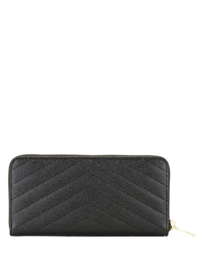 Saint Laurent Women Cassandre Matelassé Zip Around Wallet In Grain De Poudre Leather by Luosophy