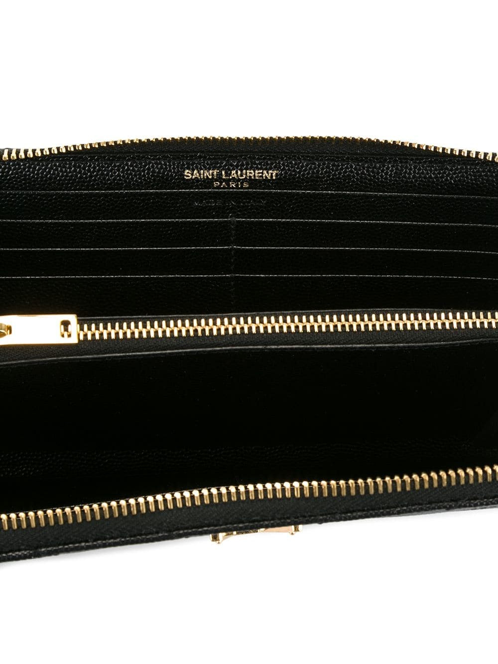 Saint Laurent Women Cassandre Matelassé Zip Around Wallet In Grain De Poudre Leather by Luosophy