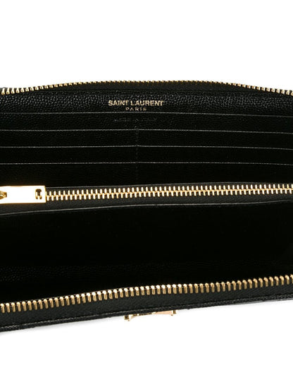 Saint Laurent Women Cassandre Matelassé Zip Around Wallet In Grain De Poudre Leather by Luosophy