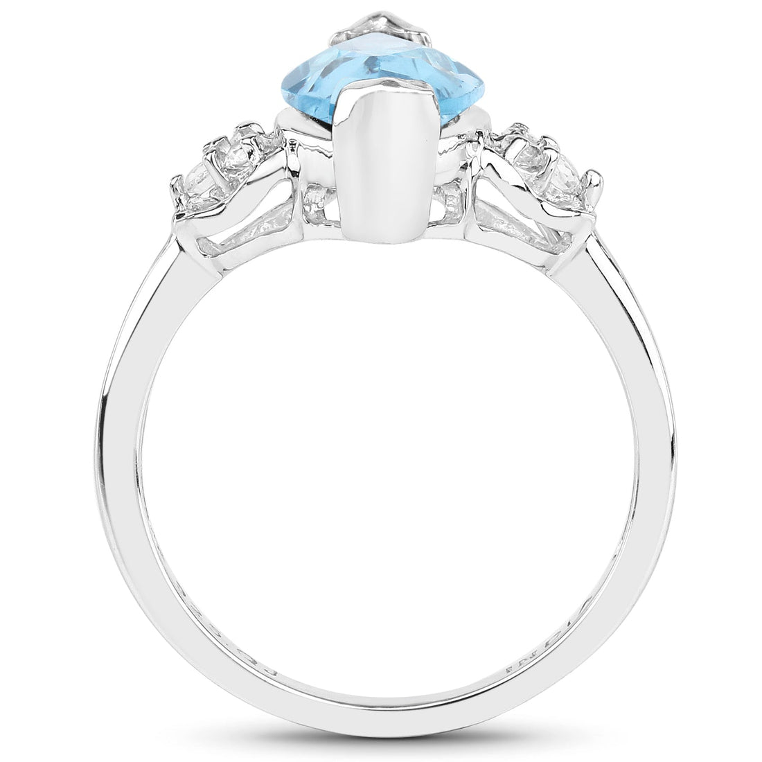 3.78 Carat Genuine Swiss Blue Topaz and White Topaz .925 Sterling Silver Ring  DestGlow