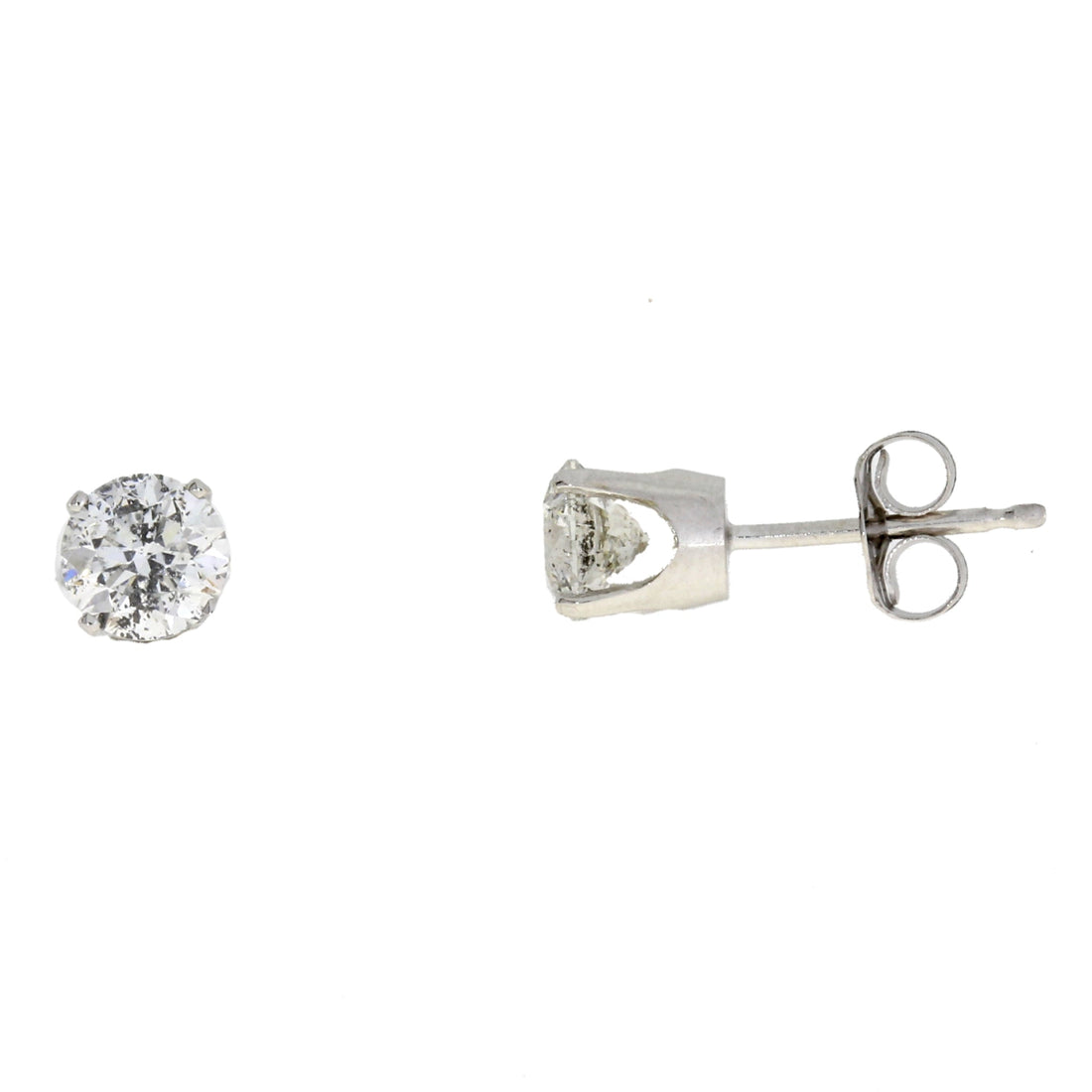 Genuine 1.00ct Diamond Stud Earrings 14KT White Gold by Bids.com