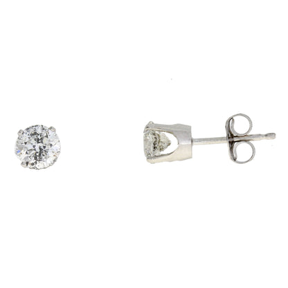 Genuine 1.00ct Diamond Stud Earrings 14KT White Gold by Bids.com