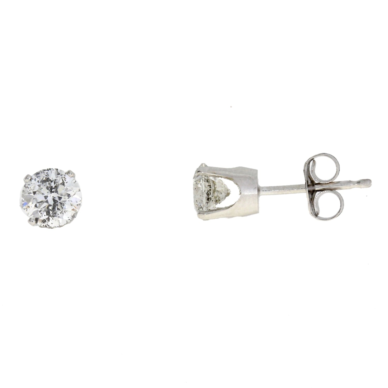 Genuine 1.00ct Diamond Stud Earrings 14KT White Gold by Bids.com
