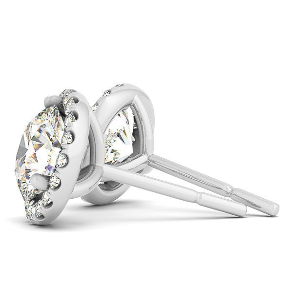 14k White Gold Round Prong Halo Style Earrings (1 cttw) by Bids.com