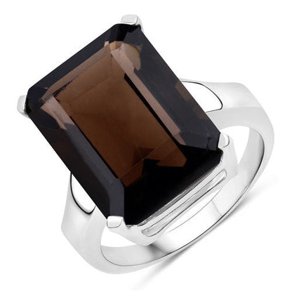 11.20 Carat Genuine Smoky Quartz .925 Sterling Silver Ring by Bids.com