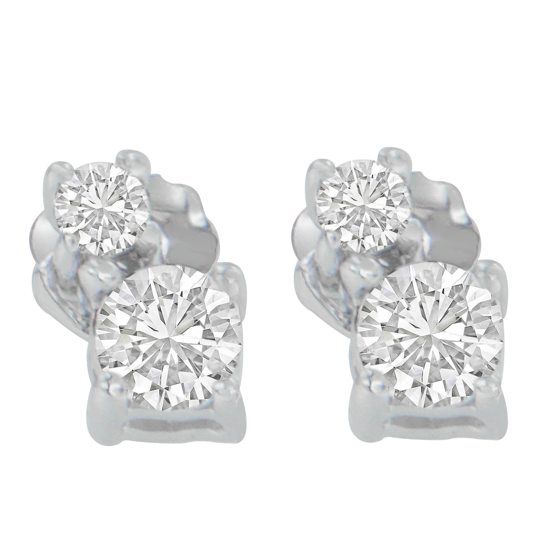 14K White Gold 1/2 cttw Round Cut Diamond Earrings (H-I, SI2-I1) by Bids.com