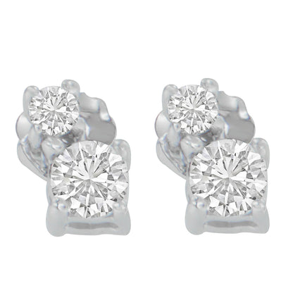 14K White Gold 1/2 cttw Round Cut Diamond Earrings (H-I, SI2-I1) by Bids.com