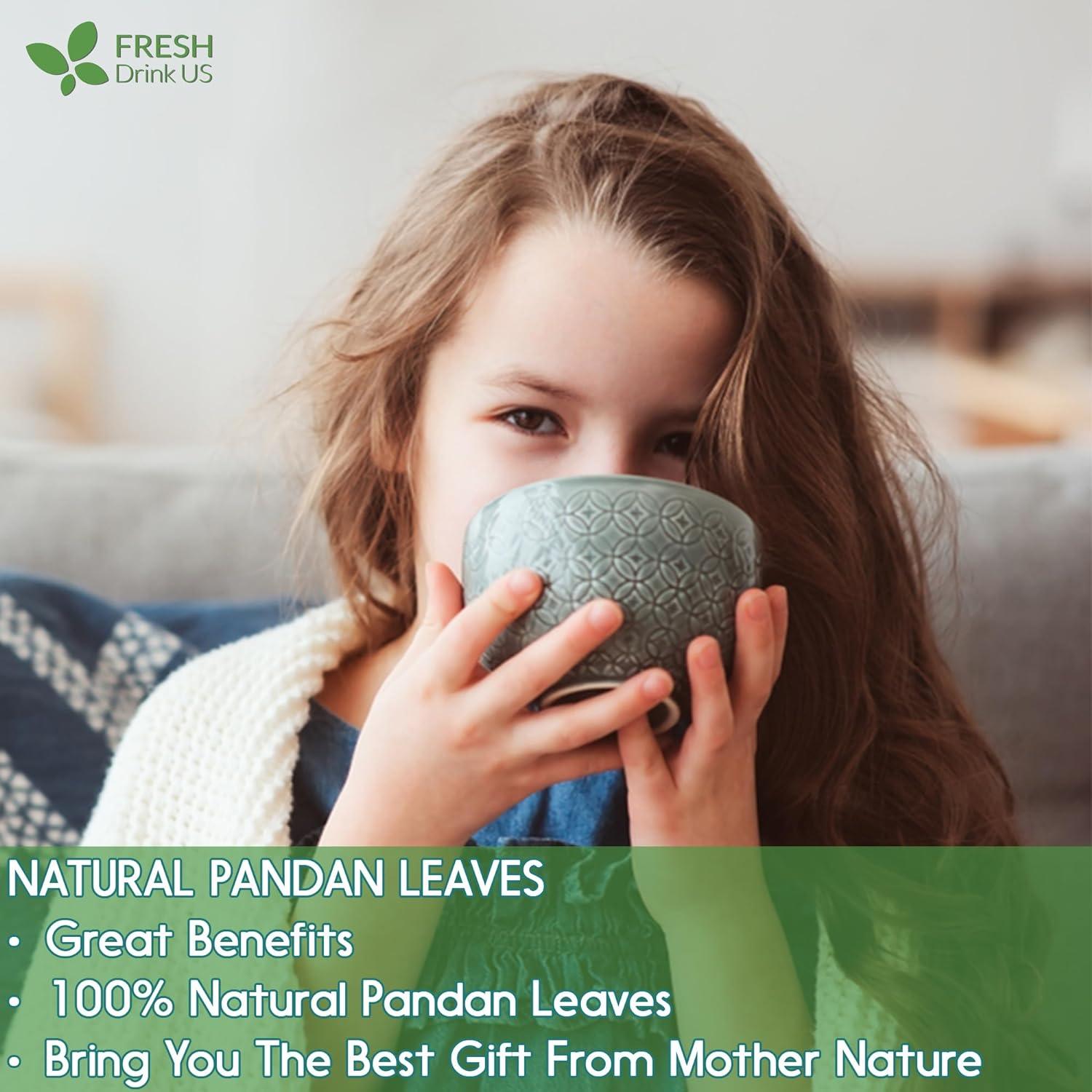 Natural Pandan Leaves Dried, Pandan Leaf Powder, 100% Pure Dried Pandan Leaves, Pandan Leaf Tea, No Additives, No Caffeine, Vegan by FreshDrinkUS - Natural and Premium Herbal Tea