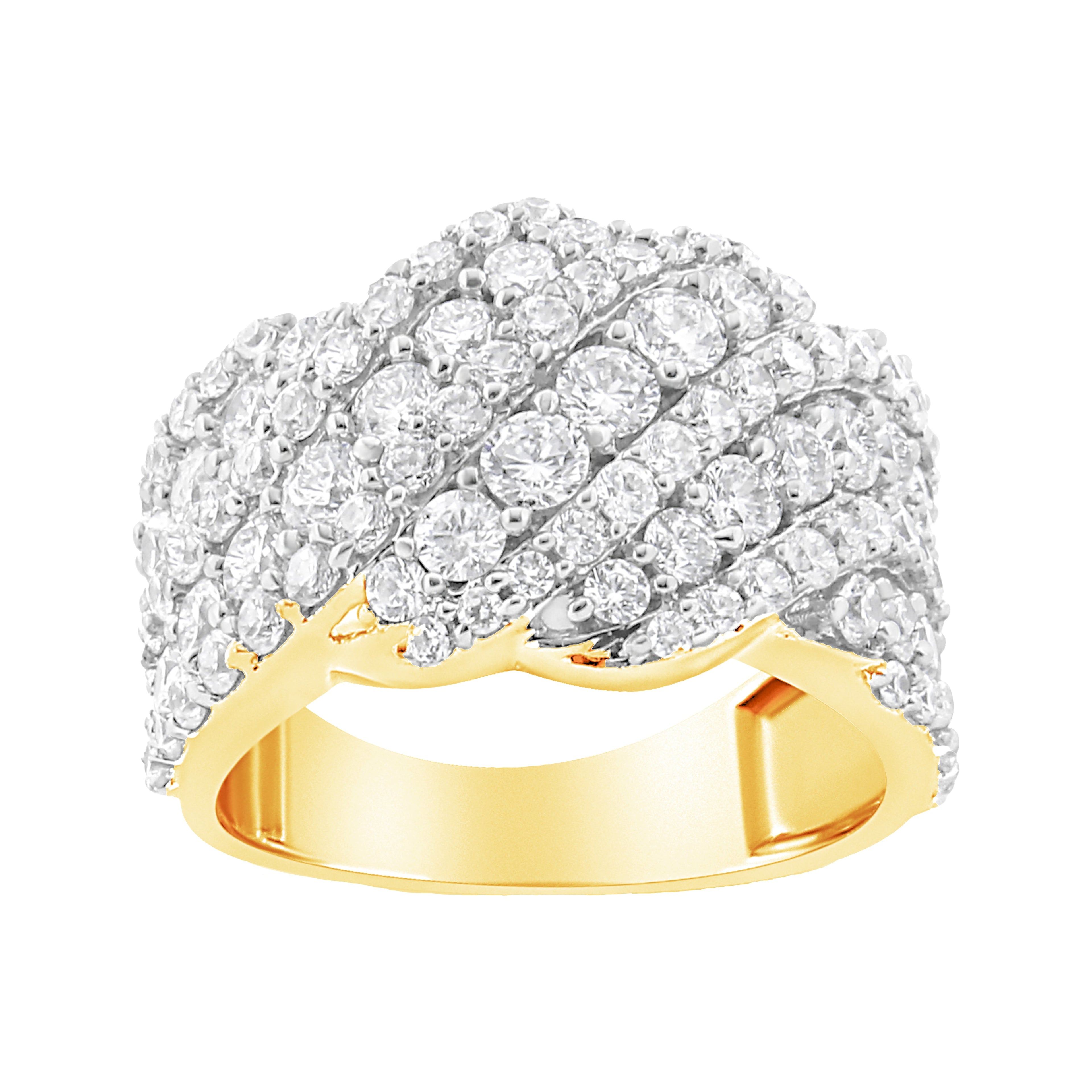 10K White Gold 3.00 Cttw Diamond Multi Row Cluster Band Ring (I-J Color, I3 Clarity) - Size 7 by Bids.com