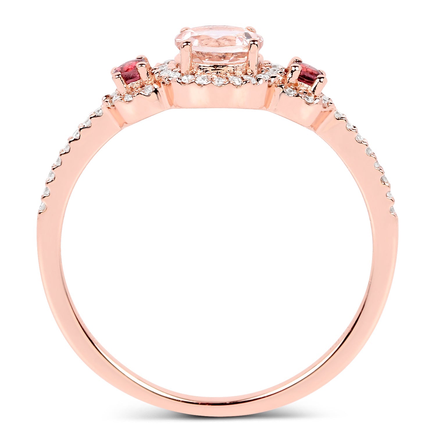 0.63 Carat Genuine Morganite, Pink Tourmaline and White Diamond 14K Rose Gold Ring by Bids.com