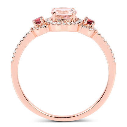 0.63 Carat Genuine Morganite, Pink Tourmaline and White Diamond 14K Rose Gold Ring by Bids.com