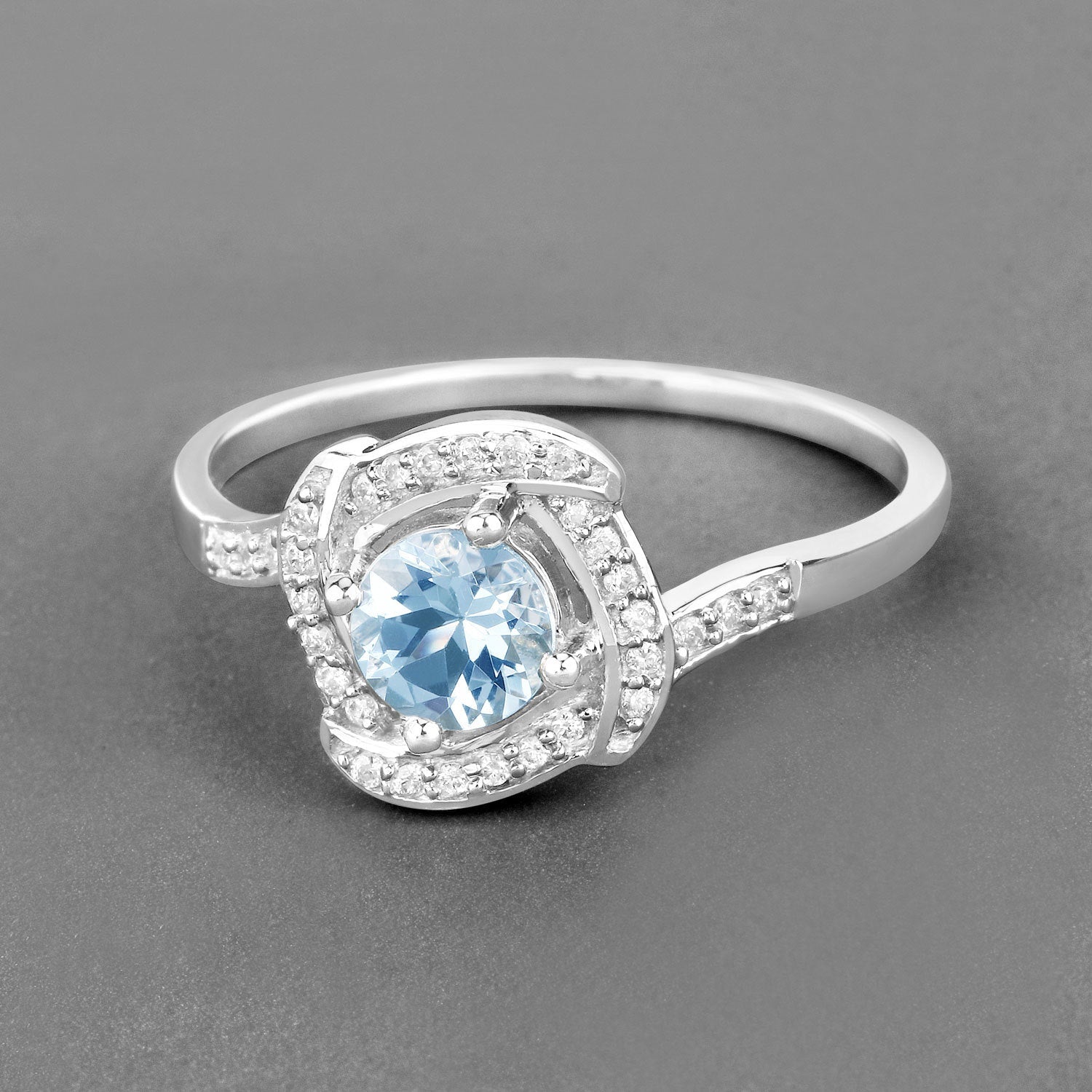 0.46 Carat Genuine Aquamarine and White Diamond 14K White Gold Ring by Bids.com