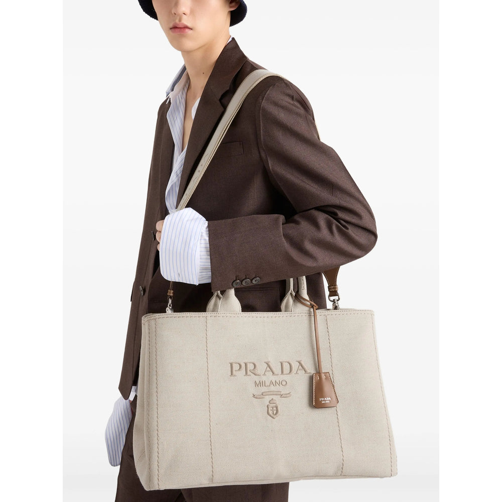 Prada Neutrals Tote Bags Men by Luosophy