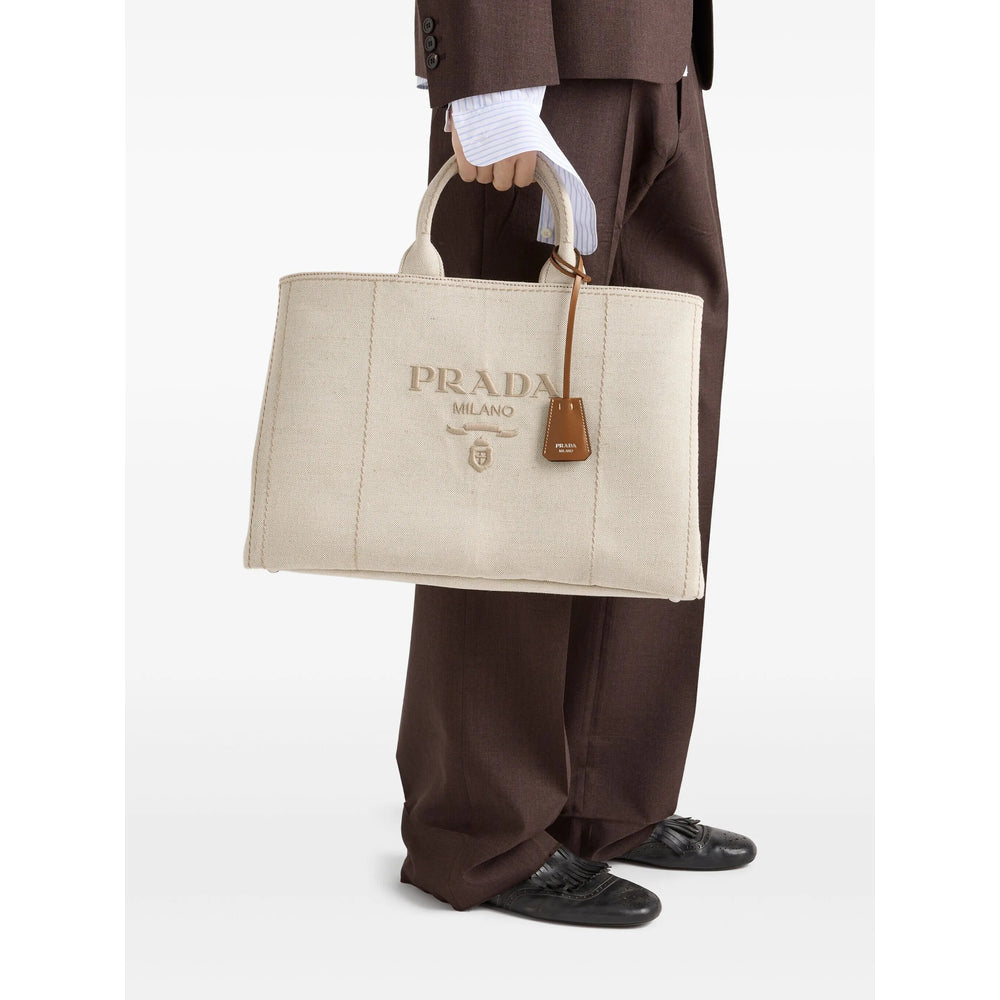 Prada Neutrals Tote Bags Men by Luosophy