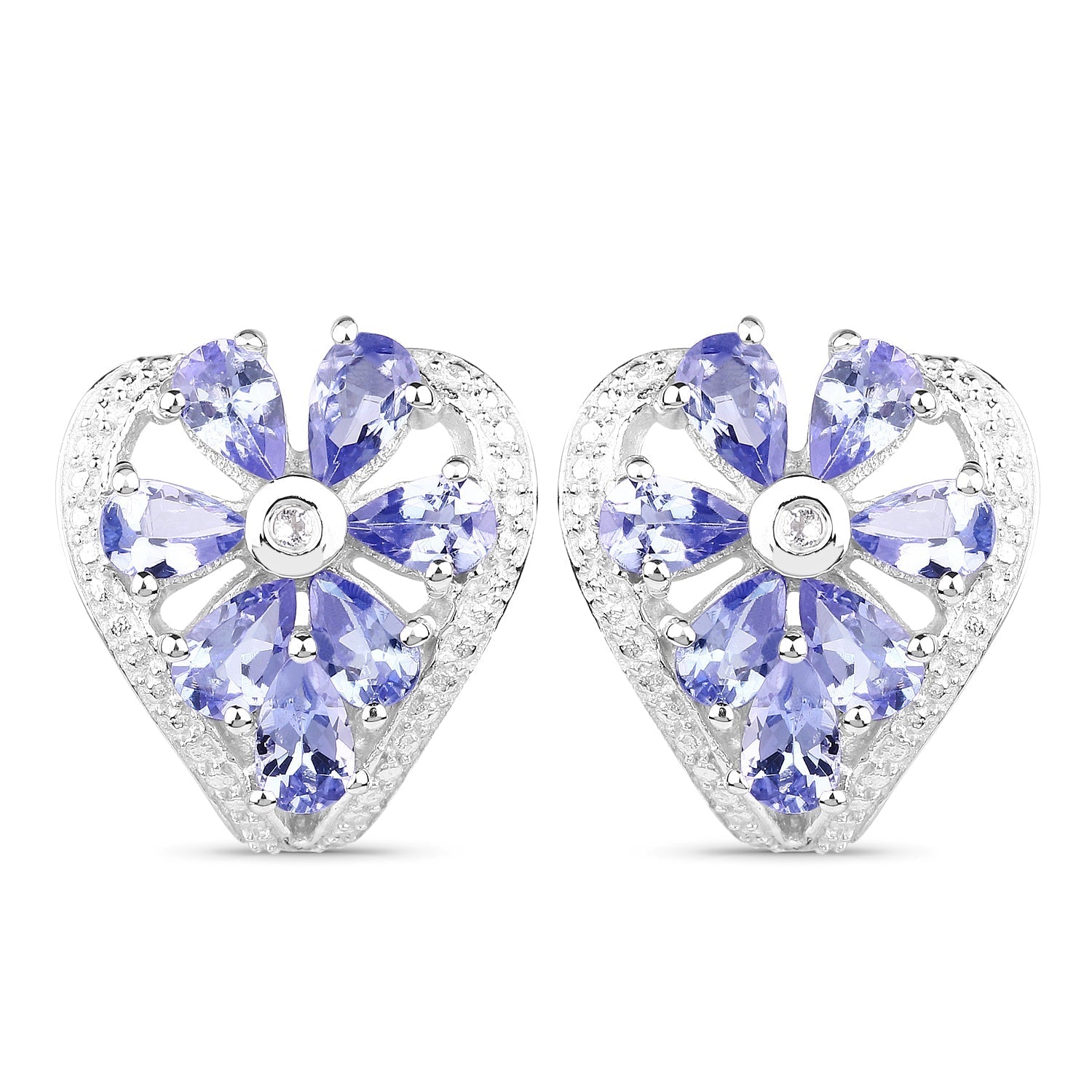 2.97 Carat Genuine Tanzanite &amp; White Topaz .925 Sterling Silver Earrings  DestGlow