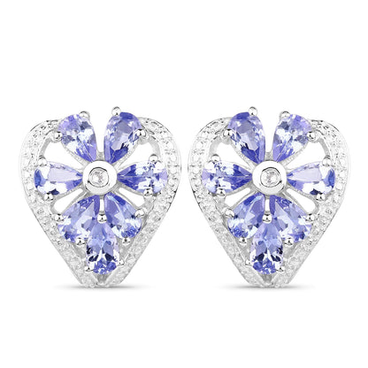 2.97 Carat Genuine Tanzanite &amp; White Topaz .925 Sterling Silver Earrings  DestGlow