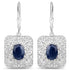 3.36 Carat Genuine Blue Sapphire and White Diamond .925 Sterling Silver Earrings  DestGlow