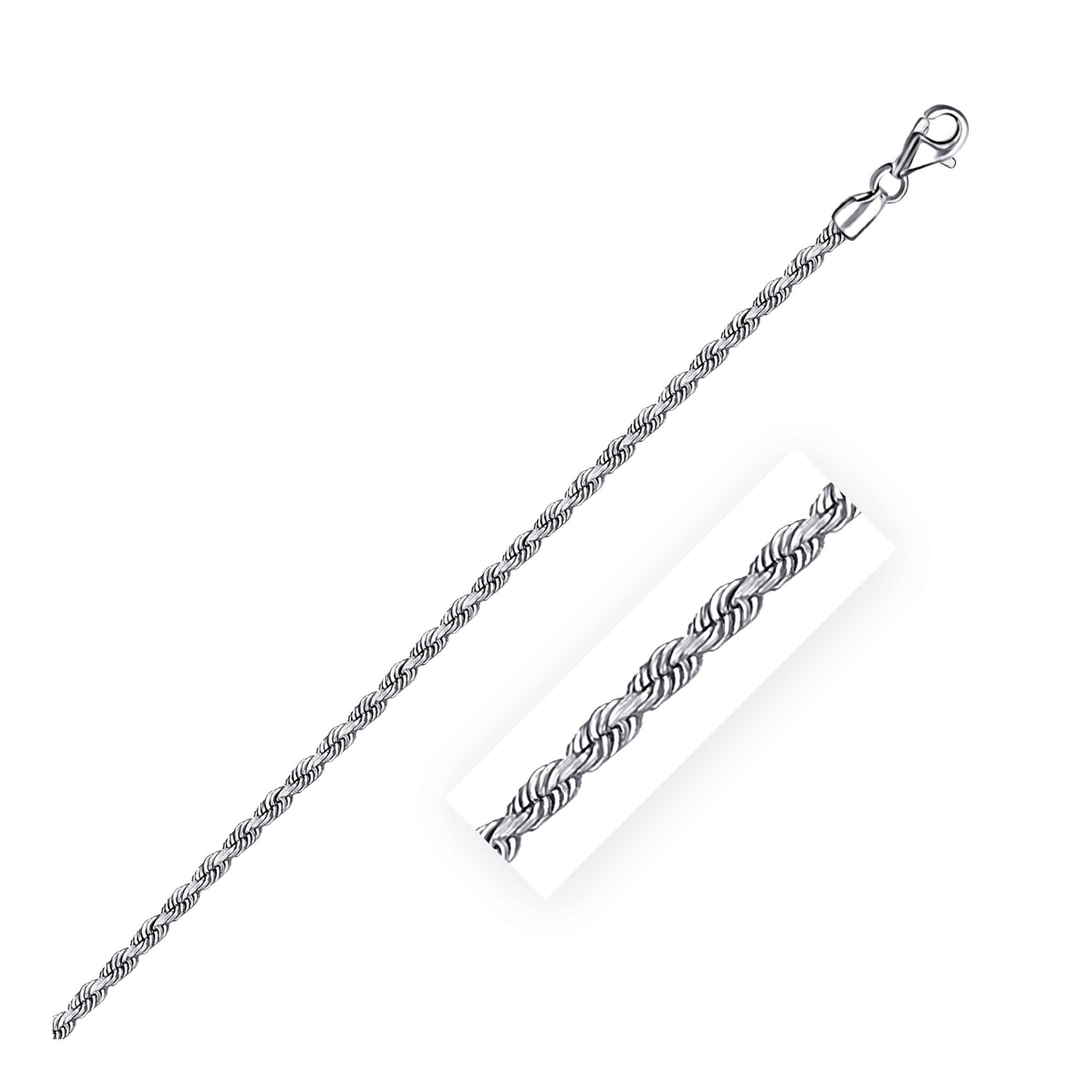 2.5mm 14k White Gold Solid Diamond Cut Rope Chain by Bids.com