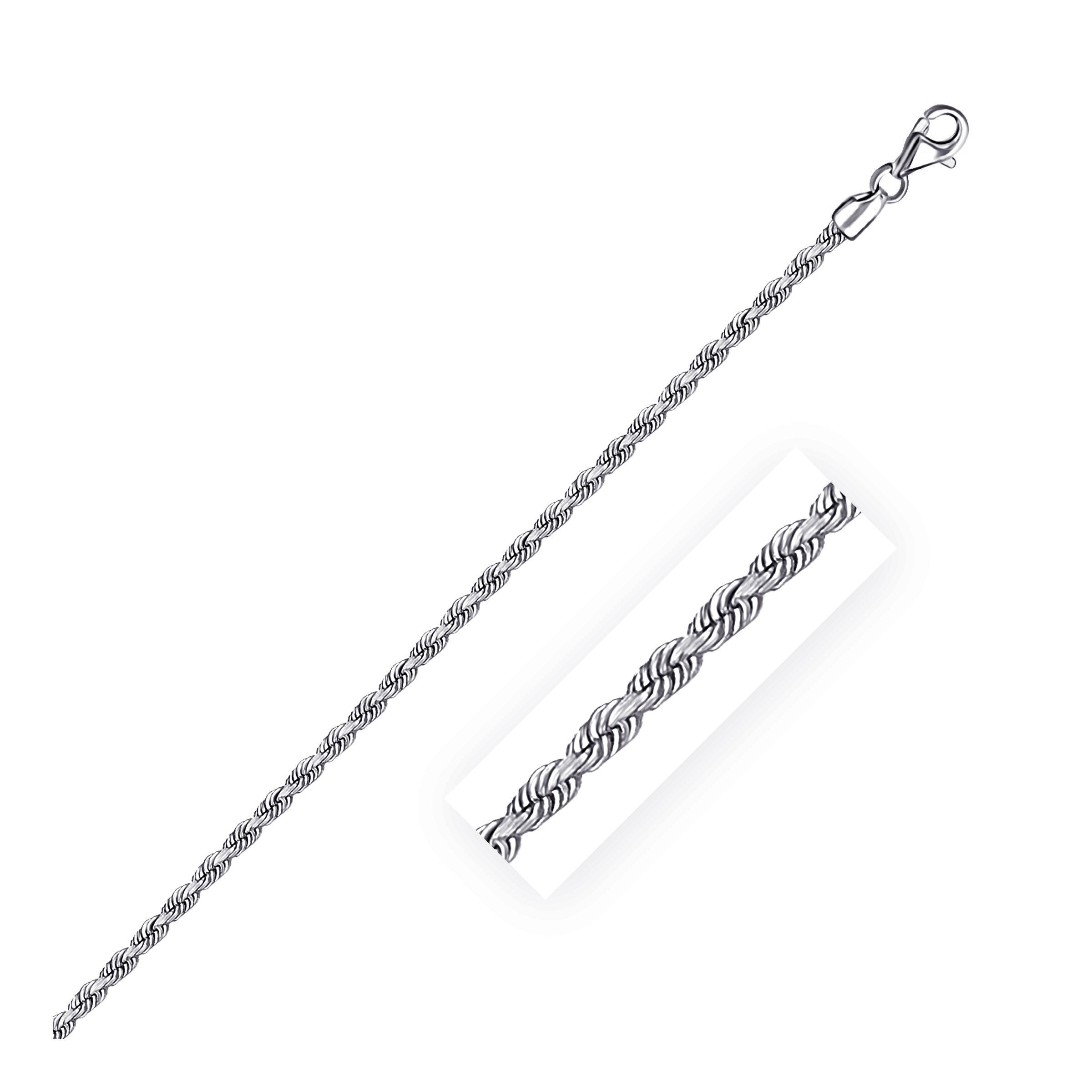 2.5mm 14k White Gold Solid Diamond Cut Rope Chain by Bids.com