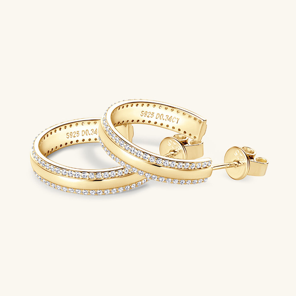 Pure Sterling Silver Inlaid Sparkala™ C-Hoop Earrings - DestGlow