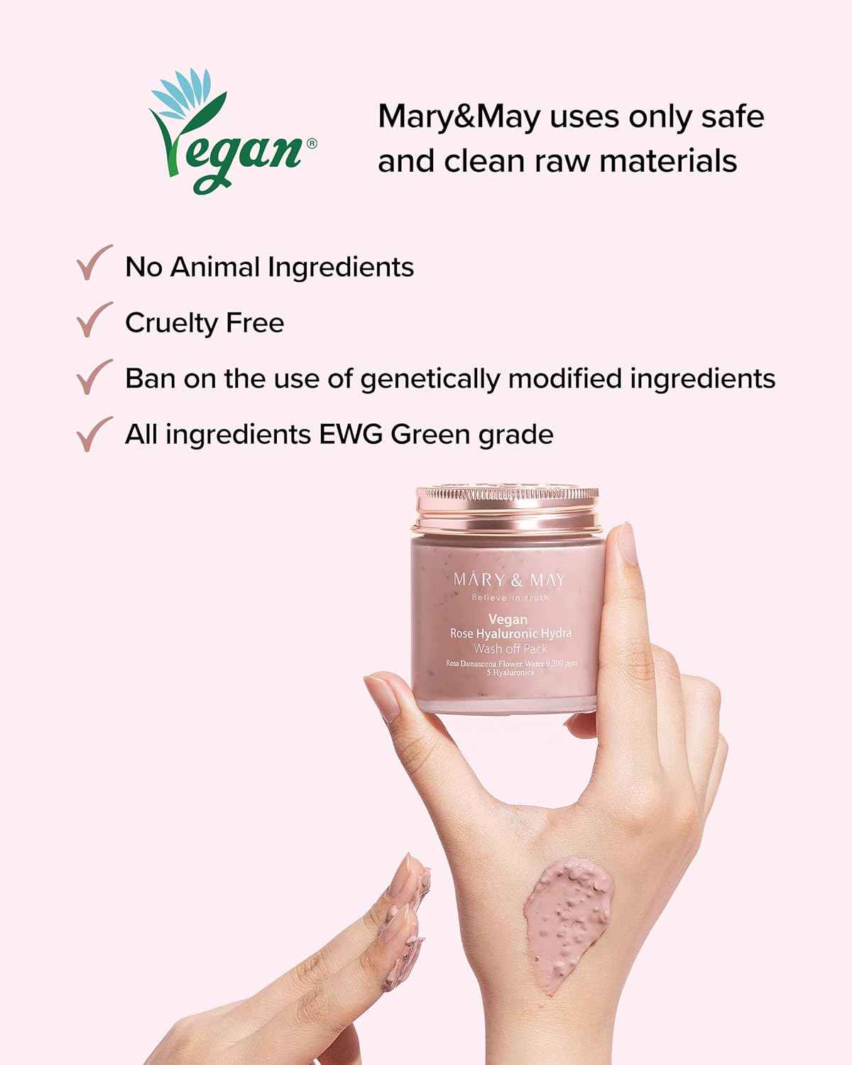 Mary &amp; May Vegan Rose Hyaluronic Hydra Wash Off Pack