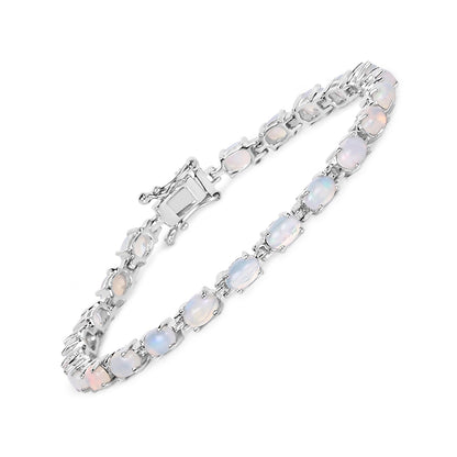 5.94 Carat Genuine Ethiopian Opal .925 Sterling Silver Bracelet  DestGlow