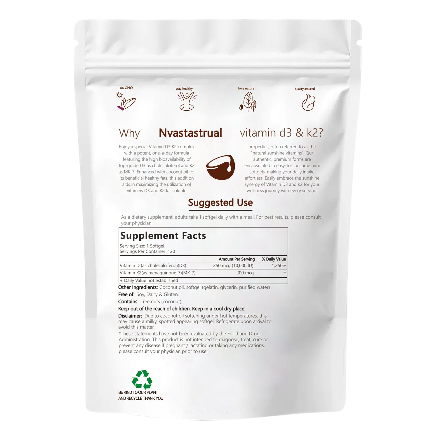 Vitamin D3 K2 Supplement Softgels by VAH