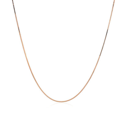 14k Rose Gold Classic Box Chain 0.6mm  DestGlow