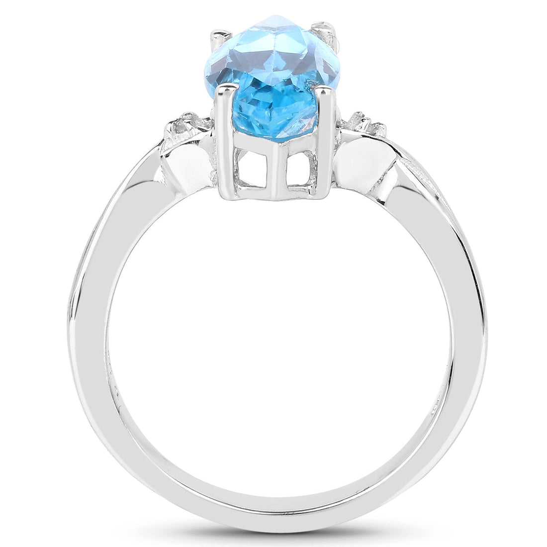3.67 Carat Genuine Swiss Blue Topaz and White Diamond .925 Sterling Silver Ring by Bids.com
