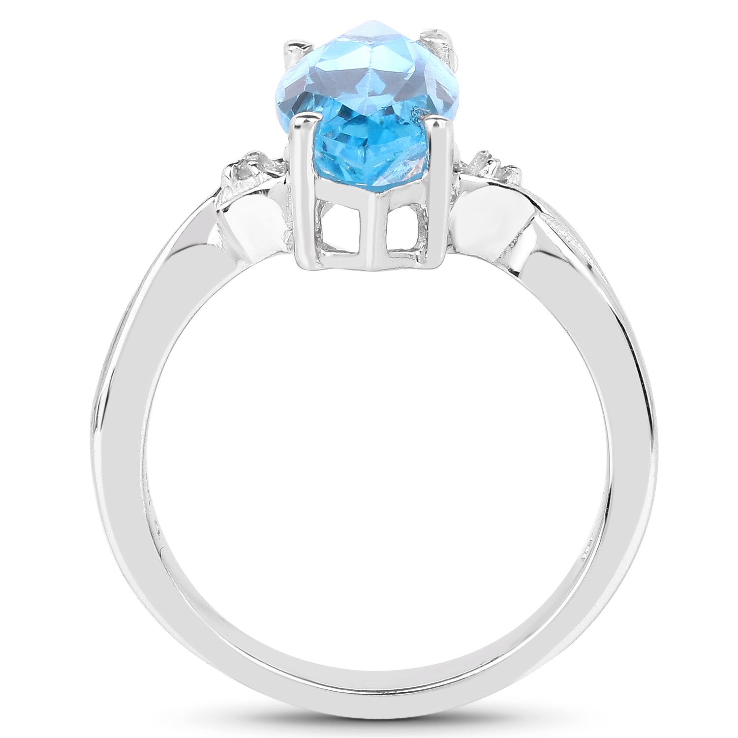 3.67 Carat Genuine Swiss Blue Topaz and White Diamond .925 Sterling Silver Ring by Bids.com