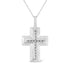 .925 Sterling Silver Prong-Set Diamond Accent Bold Cross 18" Pendant Necklace (I-J Color, I1-I2 Clarity) by Bids.com