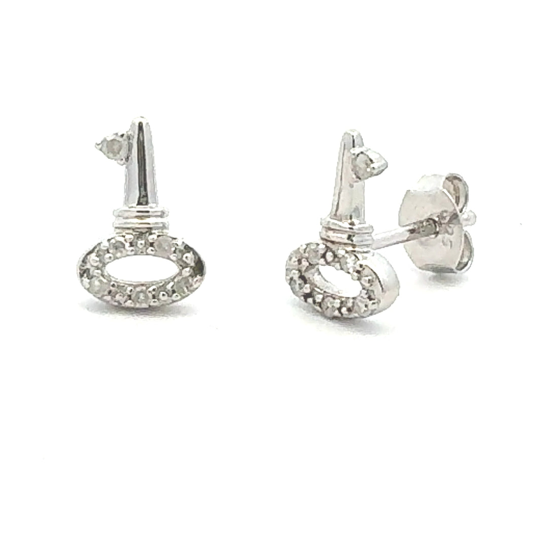 Natural .03ct Diamond Earrings Sterling Silver by Bids.com
