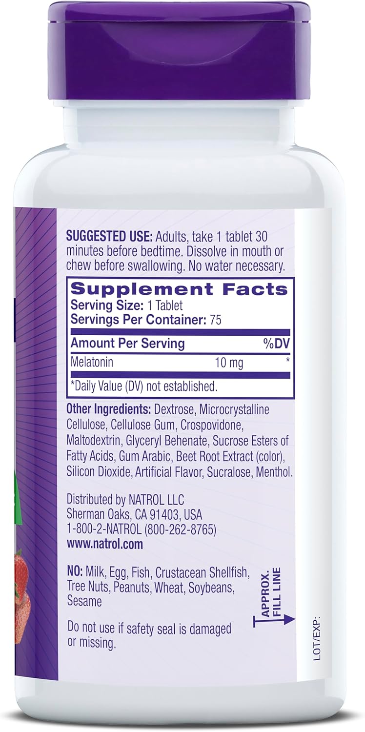 Natrol Fast Dissolve Melatonin 10mg – Maximum Strength – Strawberry Flavor – 75 Tablets by Top Vita Shop