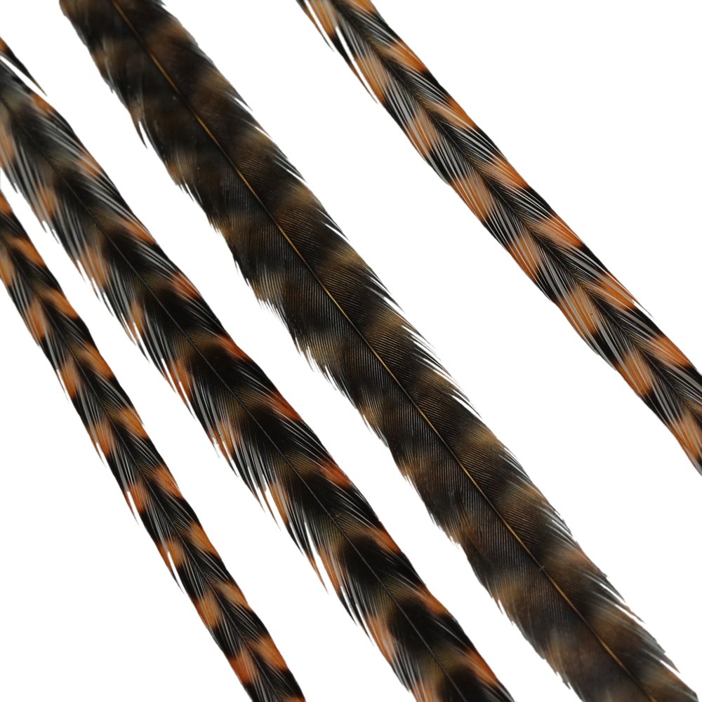 Donna Bella Striped Golden Straw Feather Hair Extensions 