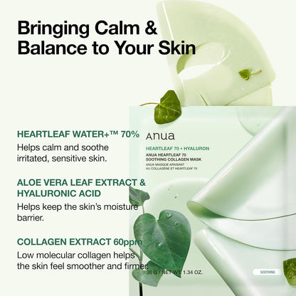 Anua Heartleaf 70 Soothing Collagen Mask by AsiaBeautyMall