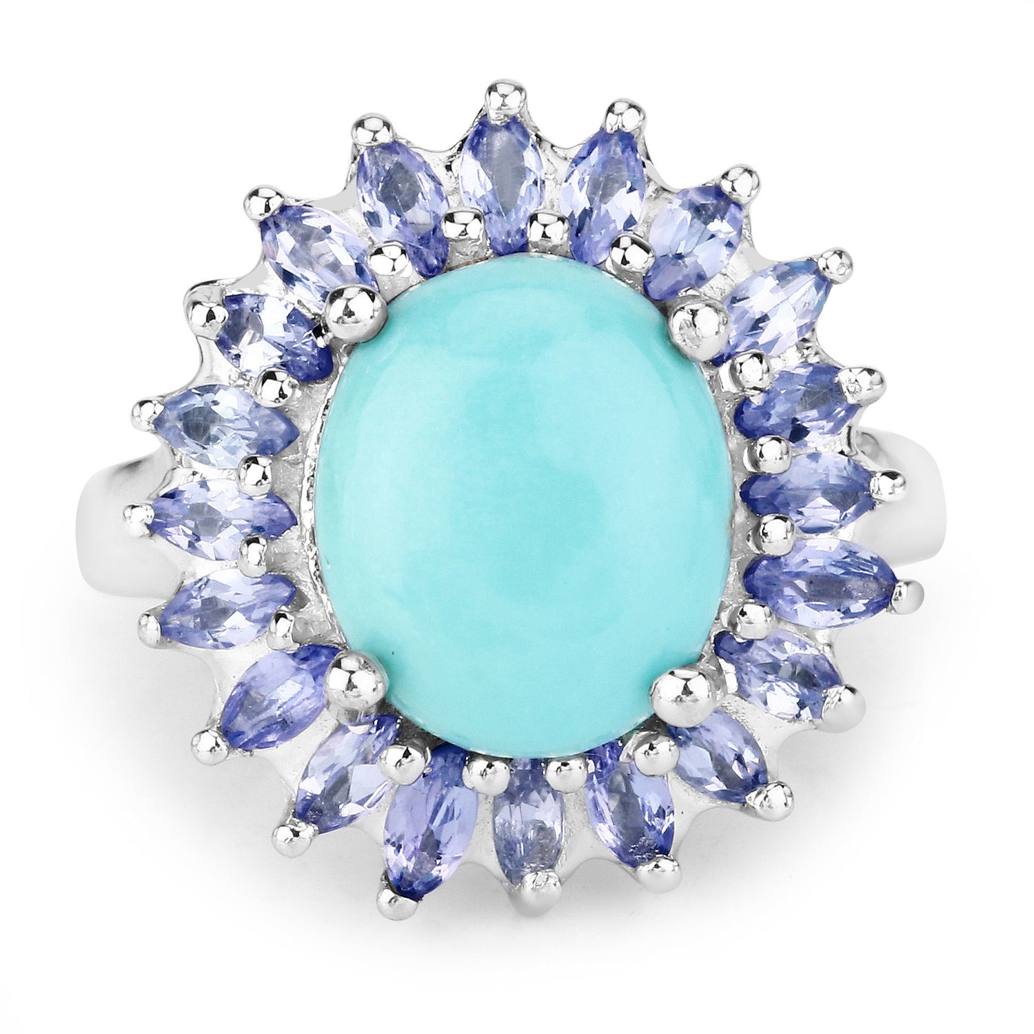 6.10 Carat Genuine Larimar and Tanzanite .925 Sterling Silver Ring by Bids.com