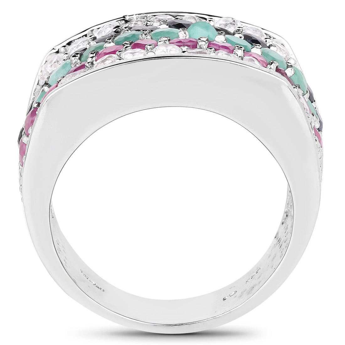 4.28 Carat Genuine Multi Stone .925 Sterling Silver Ring by Bids.com
