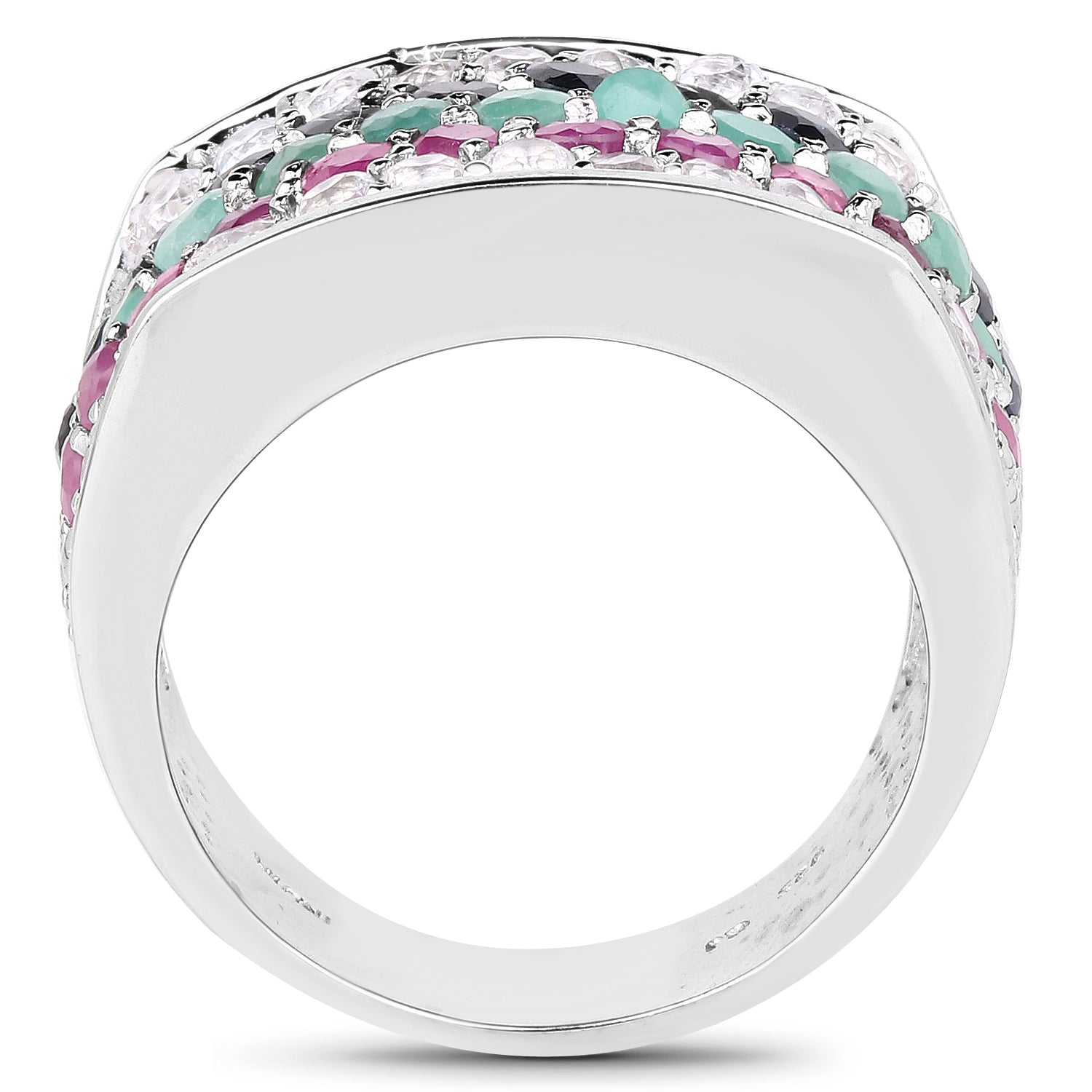 4.28 Carat Genuine Multi Stone .925 Sterling Silver Ring by Bids.com