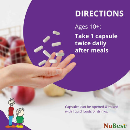 NuBest Tall 10+ Premium Bone Strength Formula, Enhanced Immunity and Overall Health for Age 10+ - Who Drink Milk Daily with Calcium, Vitamin D3, Vitamin K2, and Multivitamins - 60 Capsules