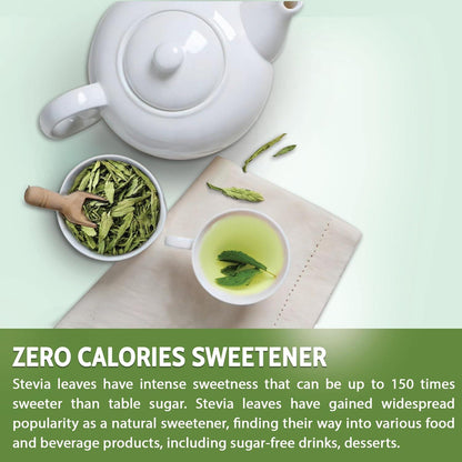 Stevia Leaf, Whole Dried Leaves, Tea Bags, Powder, 100% Natural and Pure from Stevia Leaves. Sugar Substitute for Tea, Coffee. Loose Leaf Stevia Herbal Tea. Zero Calorie Sweetener. No Sugar, No Caffeine, No Gluten, Vegan. by FreshDrinkUS - Natural and Premium Herbal Tea