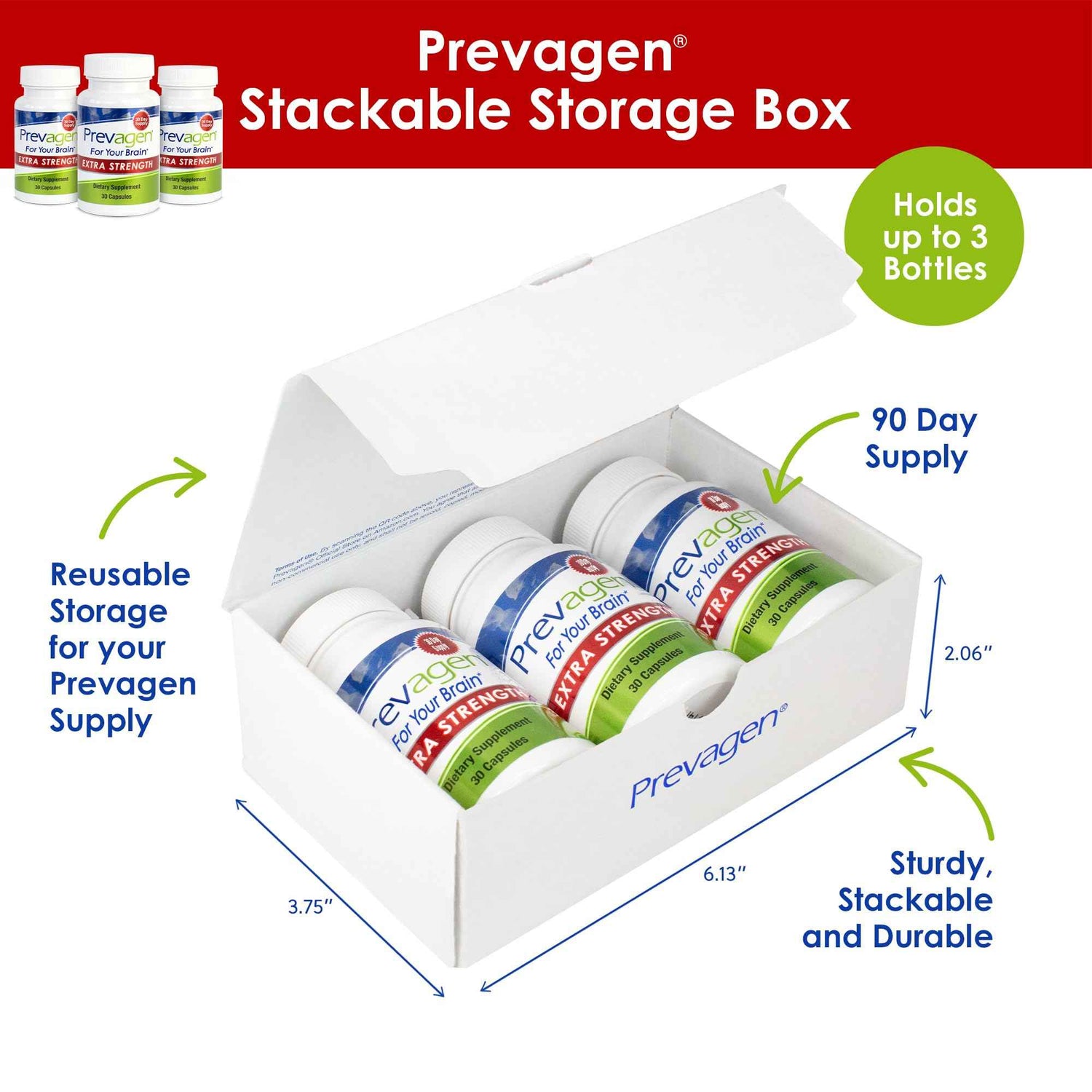 Prevagen Extra Strength 20mg, 60 Capsules with Apoaequorin &amp; Vitamin D with Attractive and Stackable Prevagen Storage Box